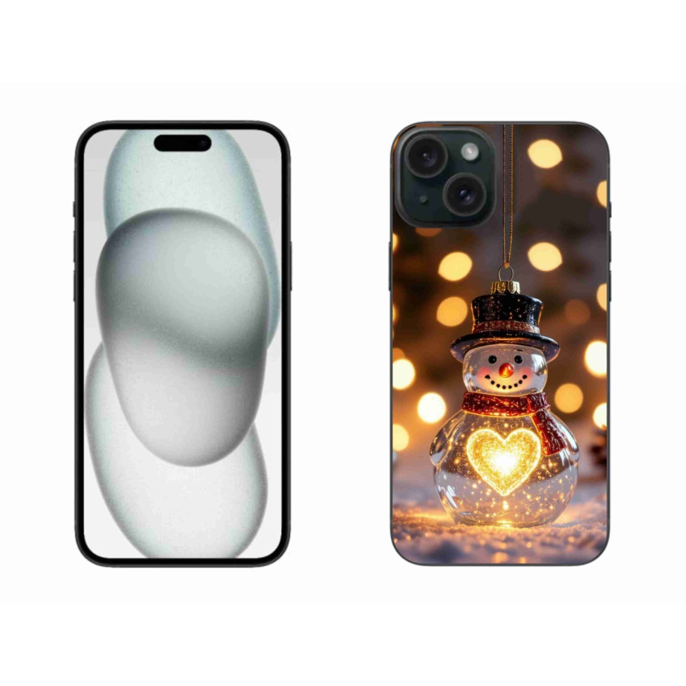 mmCase gél tok az iPhone 15 Plus-hoz – világító karácsonyi hóember