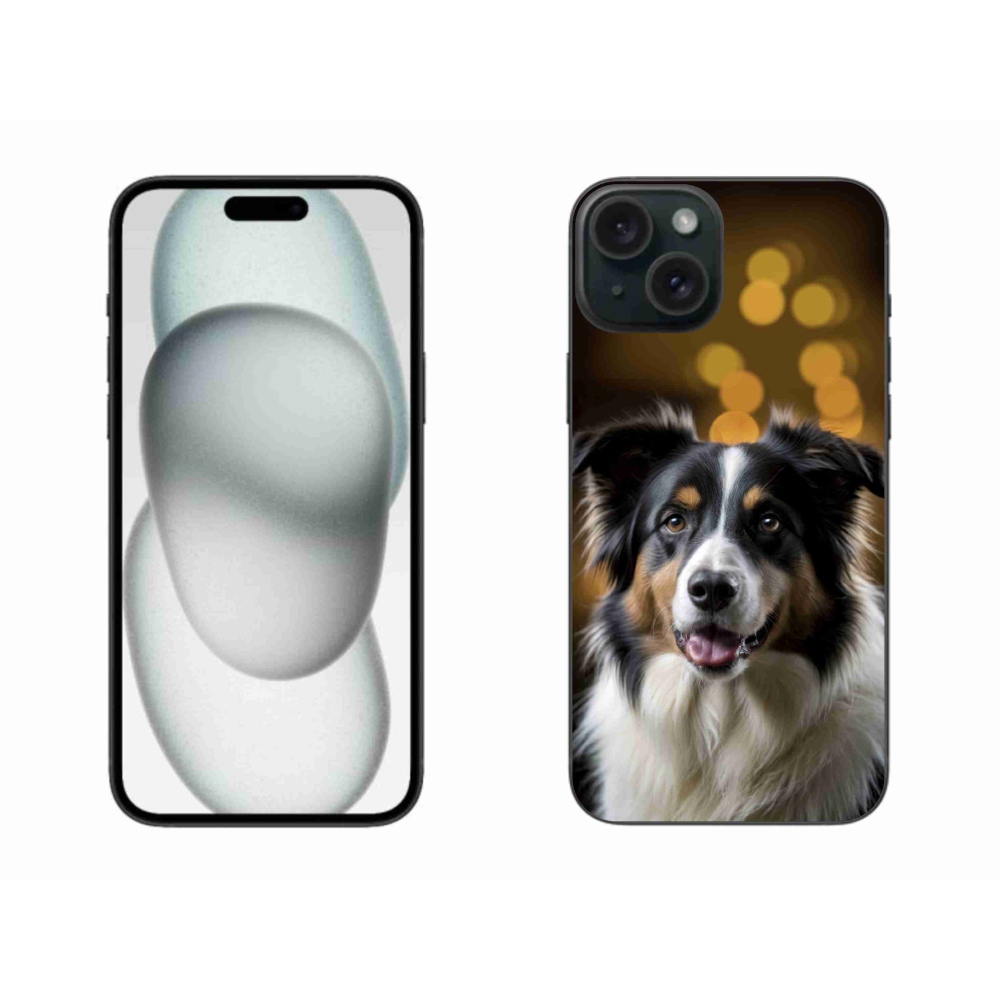 mmCase gél tok az iPhone 15 Plus-hoz – mosolygós ausztrál juhászkutya
