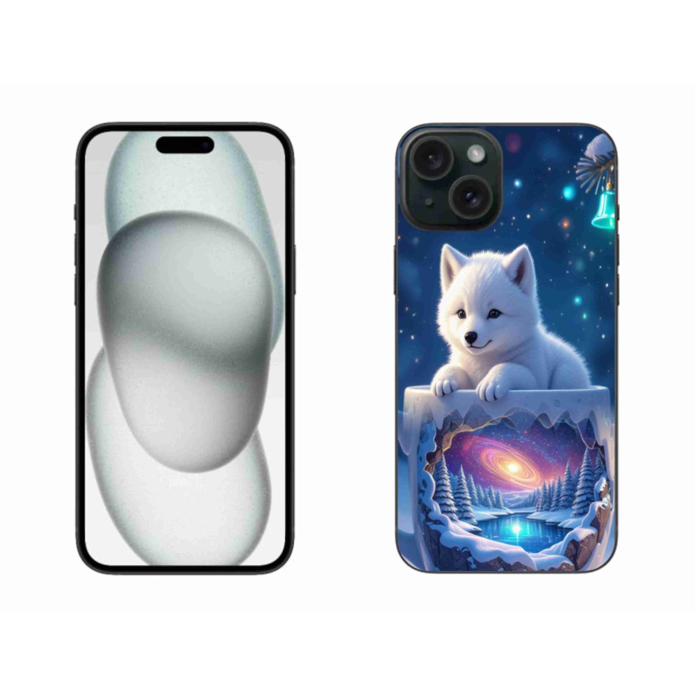 Gél borítás mmCase iPhone 15 Plus készülékhez - Karácsonyi kölyökkutyakölyök