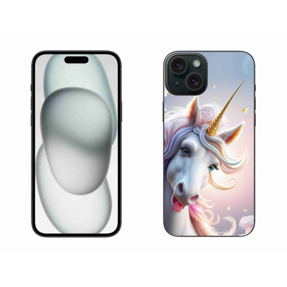 mmCase gél tok az iPhone 15 Plus-hoz – vidám egyszarvú