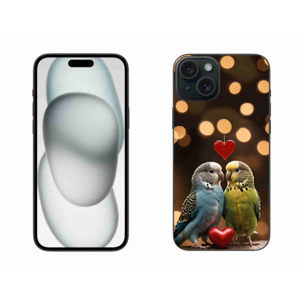 mmCase gél tok az iPhone 15 Plus-hoz – szerelmes papagájok