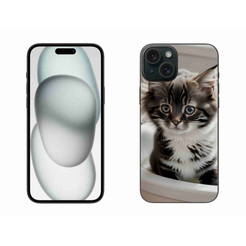 Zselés borítás mmCase iPhone 15 Plus készülékhez - kíváncsi cica