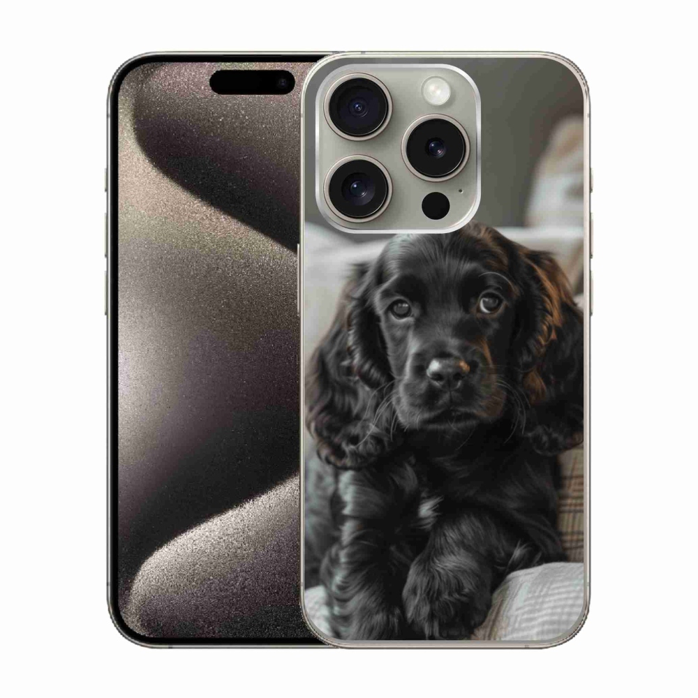 Zselés borítás mmCase iPhone 15 Pro készülékhez - Angol Cocker Spaniel