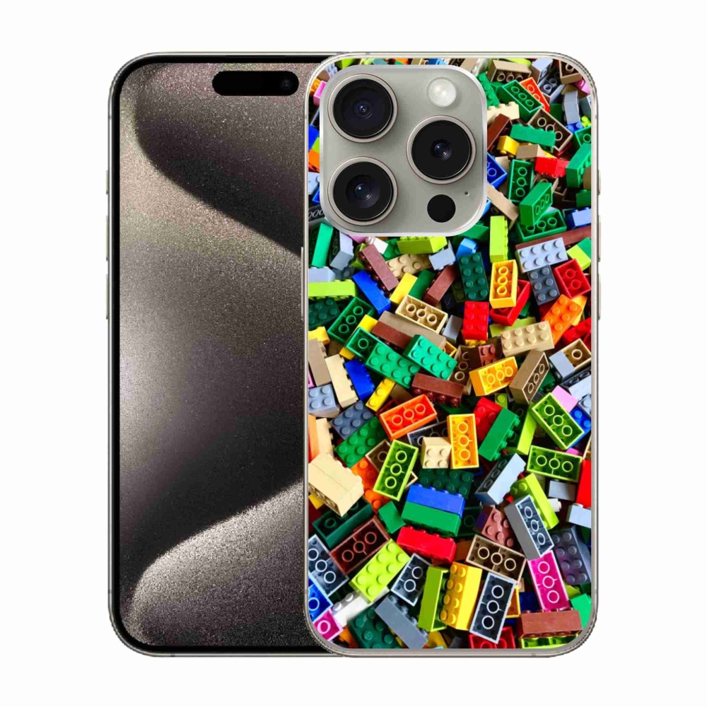 Zselés borítás mmCase iPhone 15 Pro készülékhez - színes építőkockák