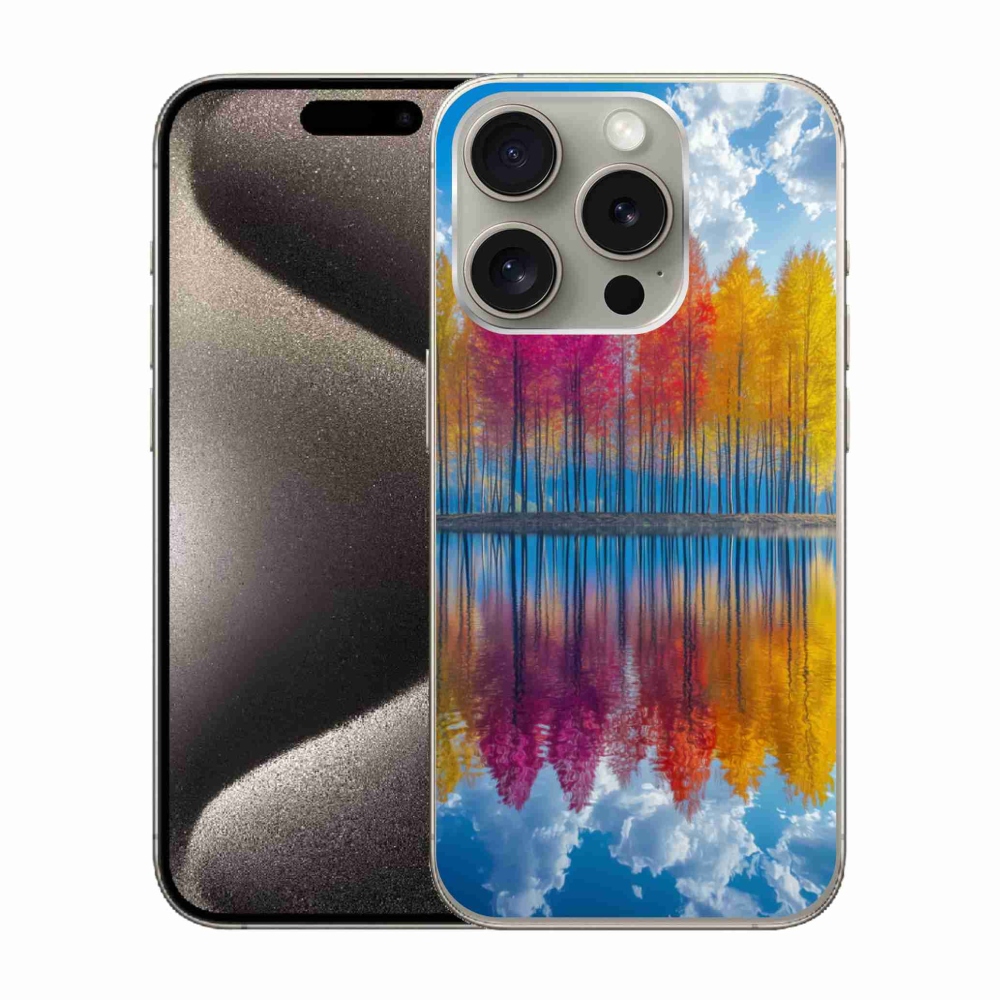 Zselés borítás mmCase iPhone 15 Pro készülékhez - színes fák
