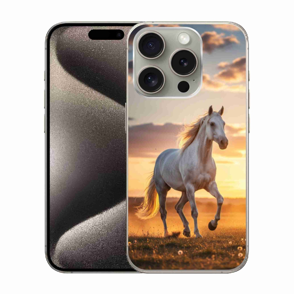 Zselés borítás mmCase iPhone 15 Pro készülékhez - futó fehér ló 2