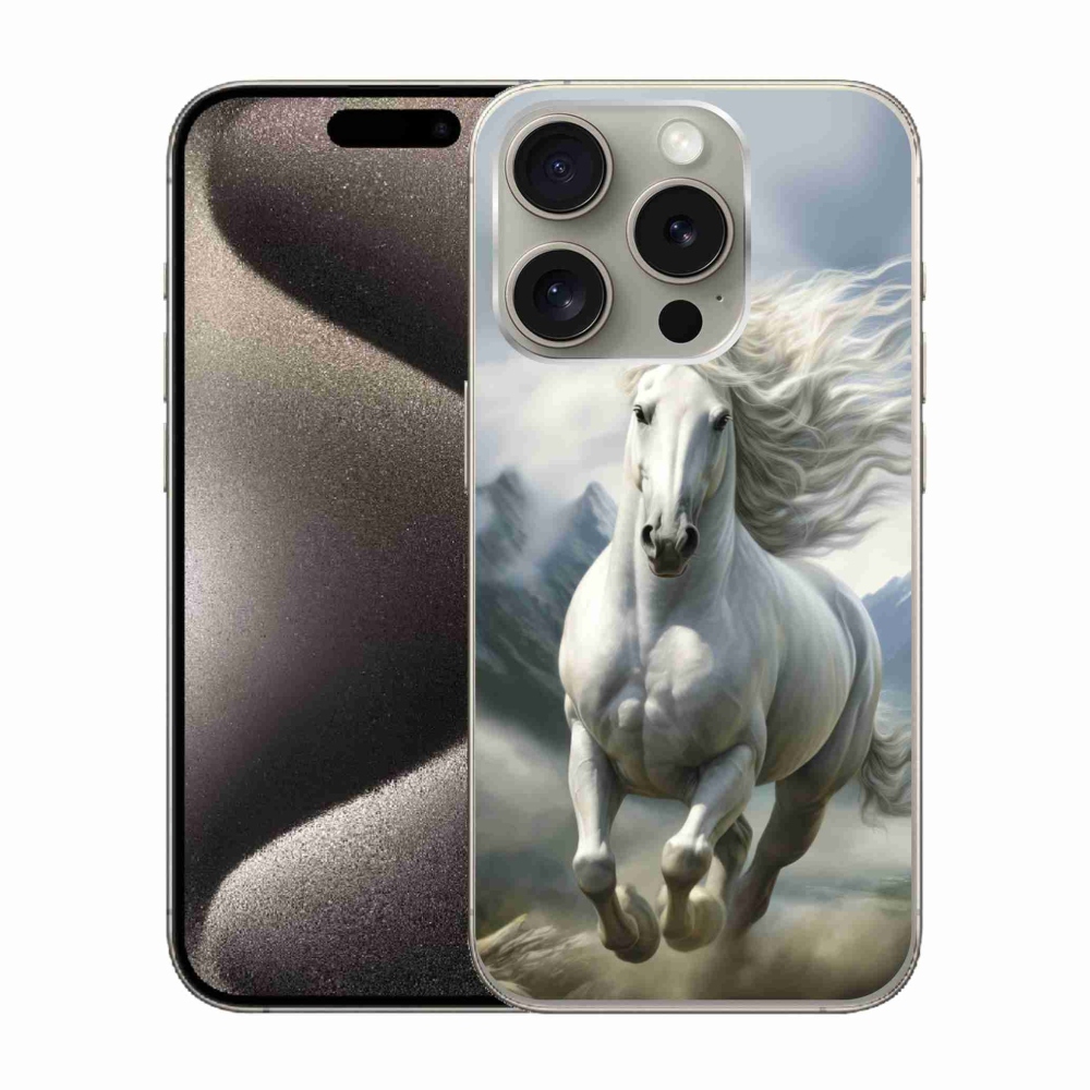 mmCase gél tok az iPhone 15 Pro-hoz – futó fehér ló 3
