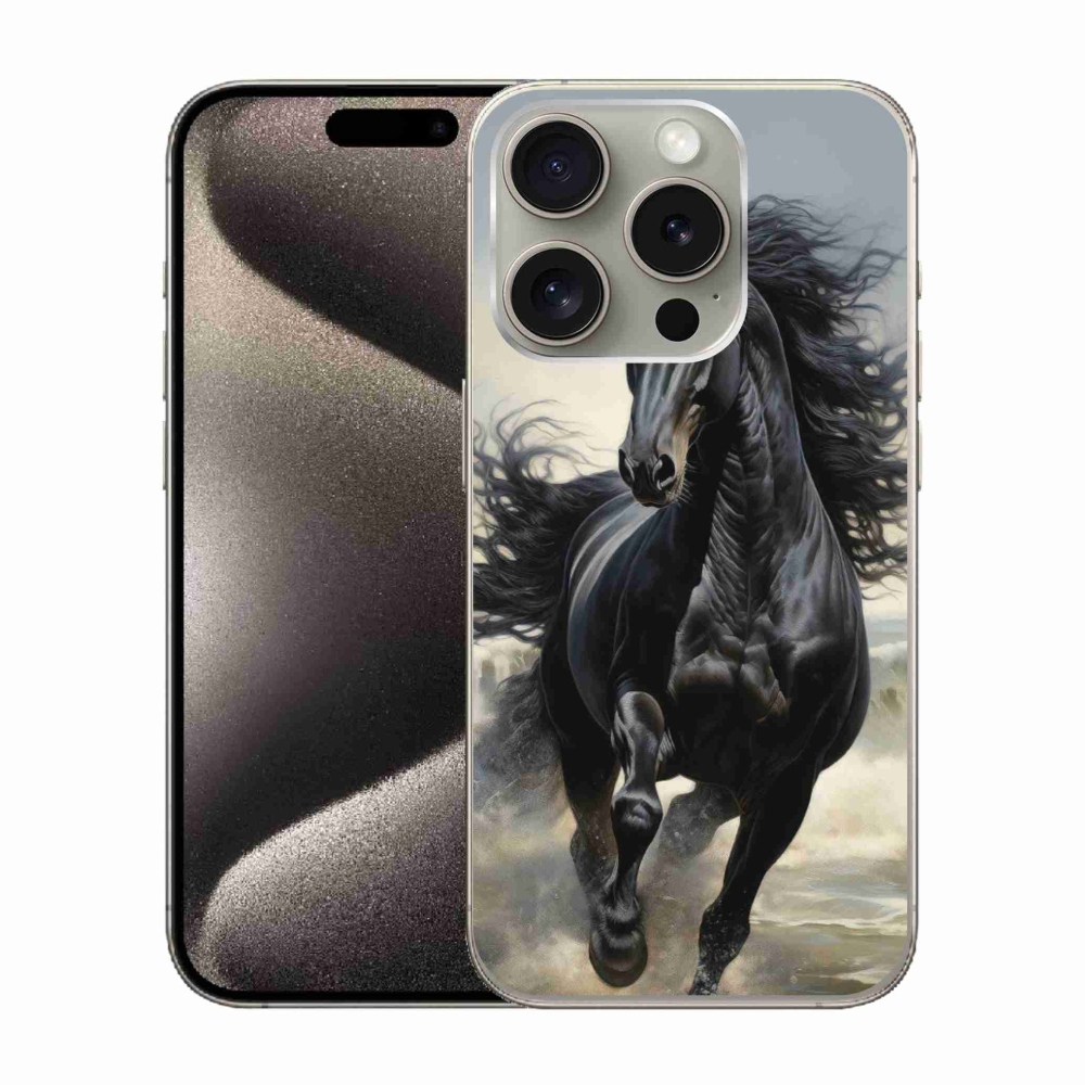 mmCase gél tok az iPhone 15 Pro-hoz – futó fekete ló