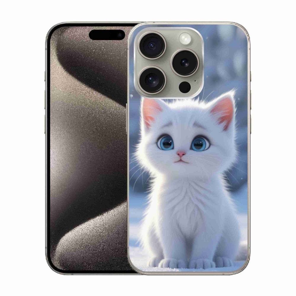 mmCase gél tok az iPhone 15 Pro-hoz – fehér cica 3