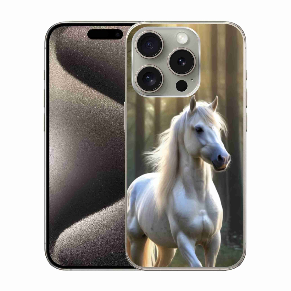 Zselés borítás mmCase iPhone 15 Pro készülékhez - fehér ló 3
