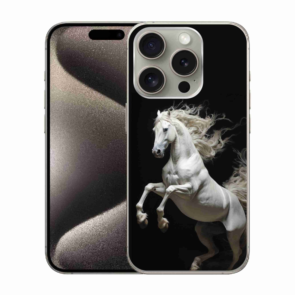 Zselés borítás mmCase iPhone 15 Pro készülékhez - fehér ló 4