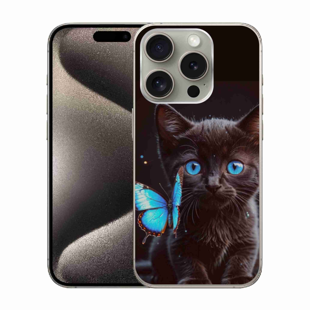 Zselés borítás mmCase iPhone 15 Pro készülékhez - fekete cica 3