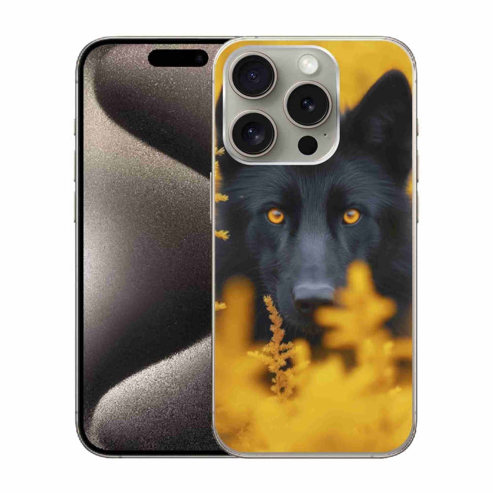 Zselés borítás mmCase iPhone 15 Pro készülékhez - fekete farkas 2