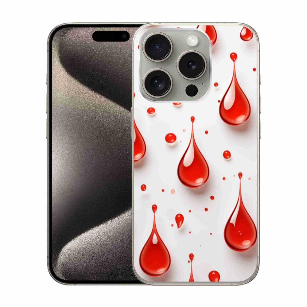 Zselés borítás mmCase iPhone 15 Pro készülékhez - piros cseppek