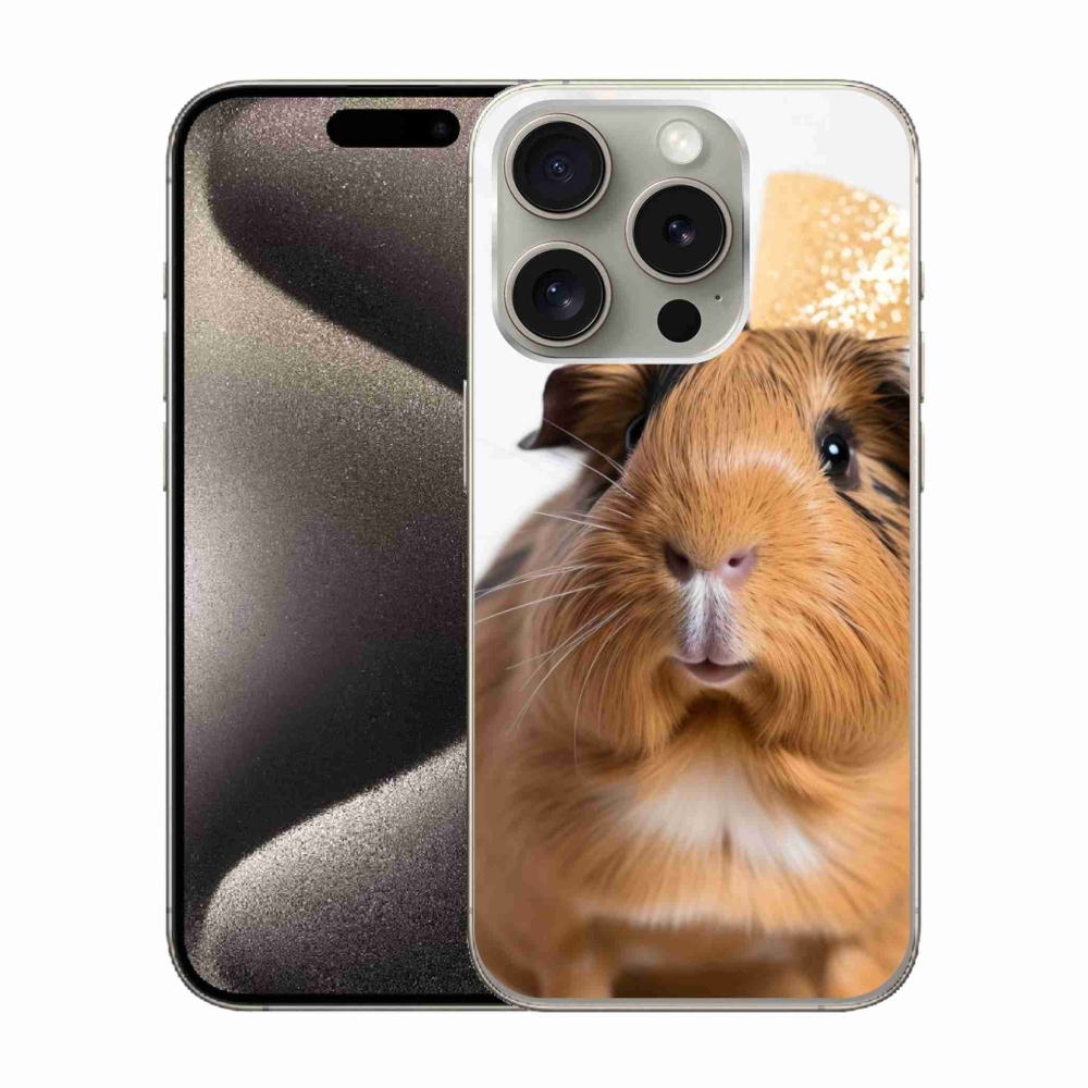 Zselés borítás mmCase iPhone 15 Pro készülékhez - barna tengerimalac