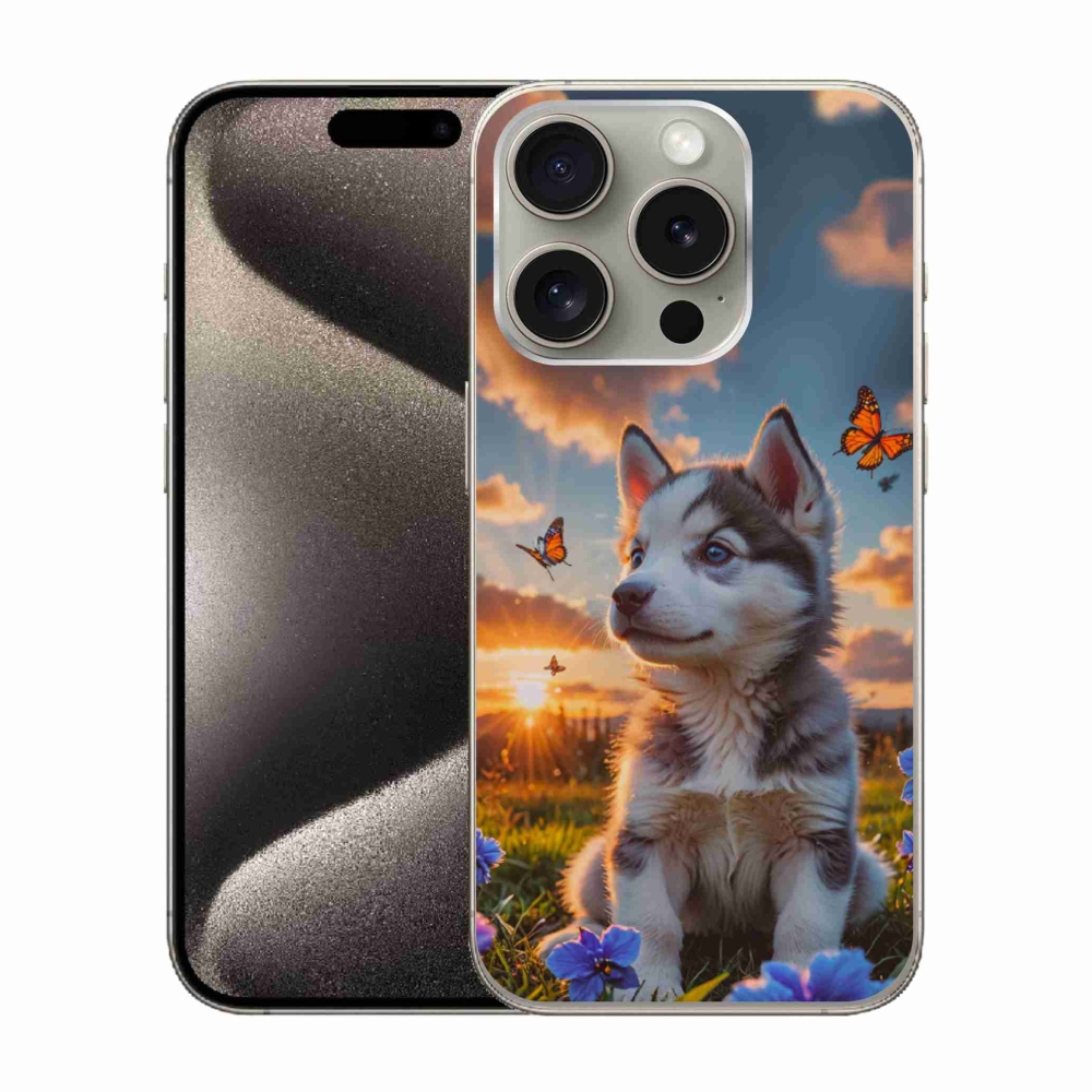 mmCase gél tok az iPhone 15 Pro-hoz – husky naplementekor