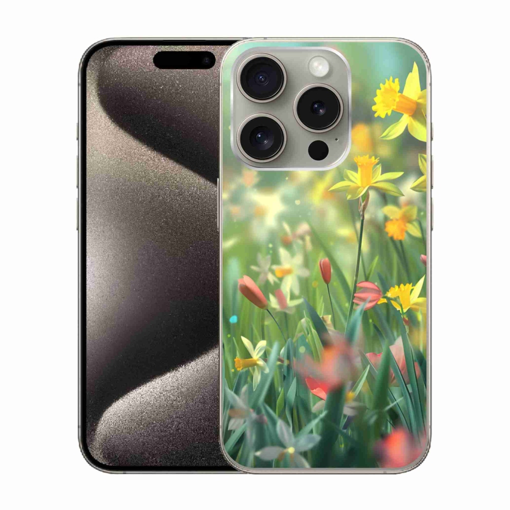 Gél borítás mmCase iPhone 15 Pro készülékhez - tavaszi virágok