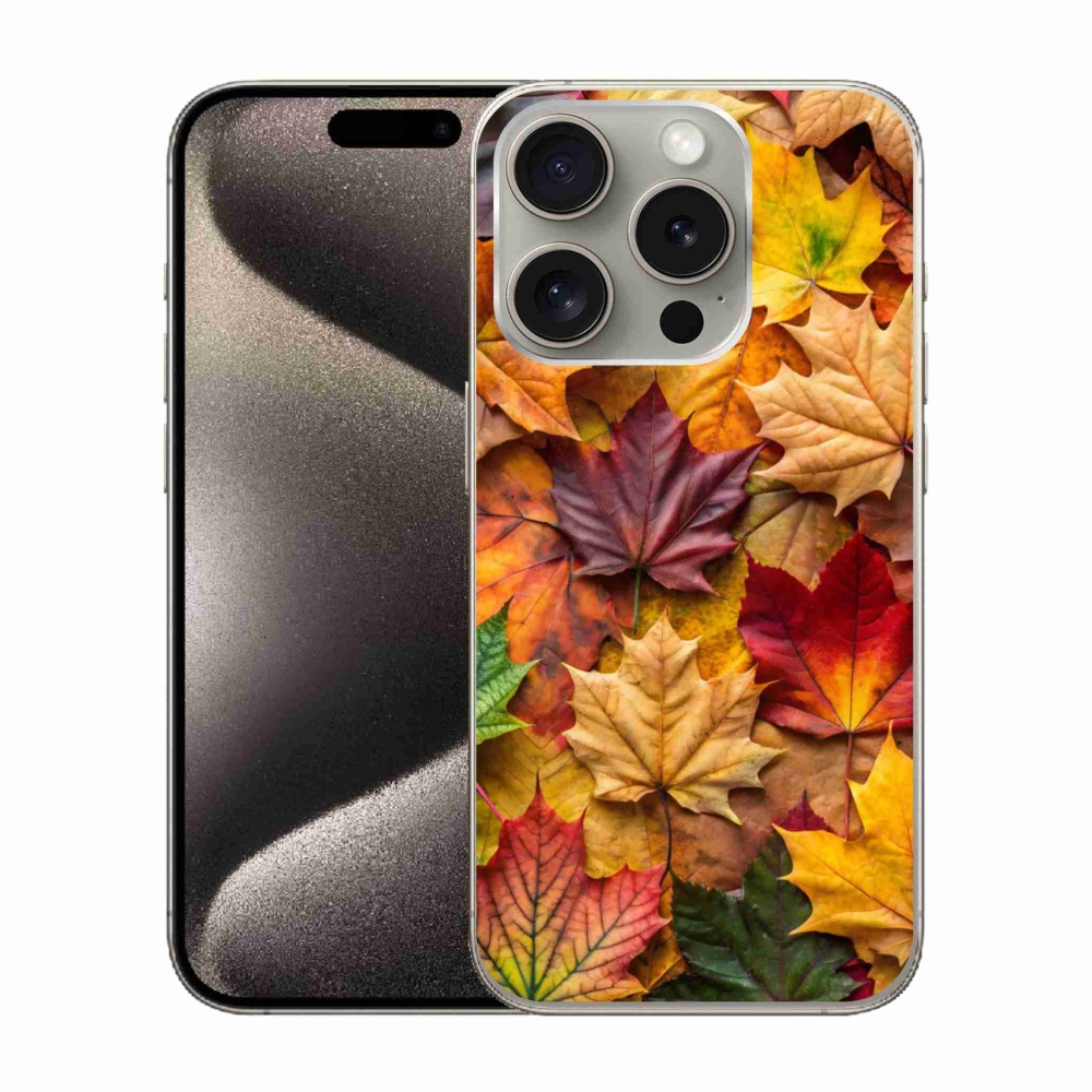 Zselés borítás mmCase iPhone 15 Pro készülékhez - juharlevelek 2