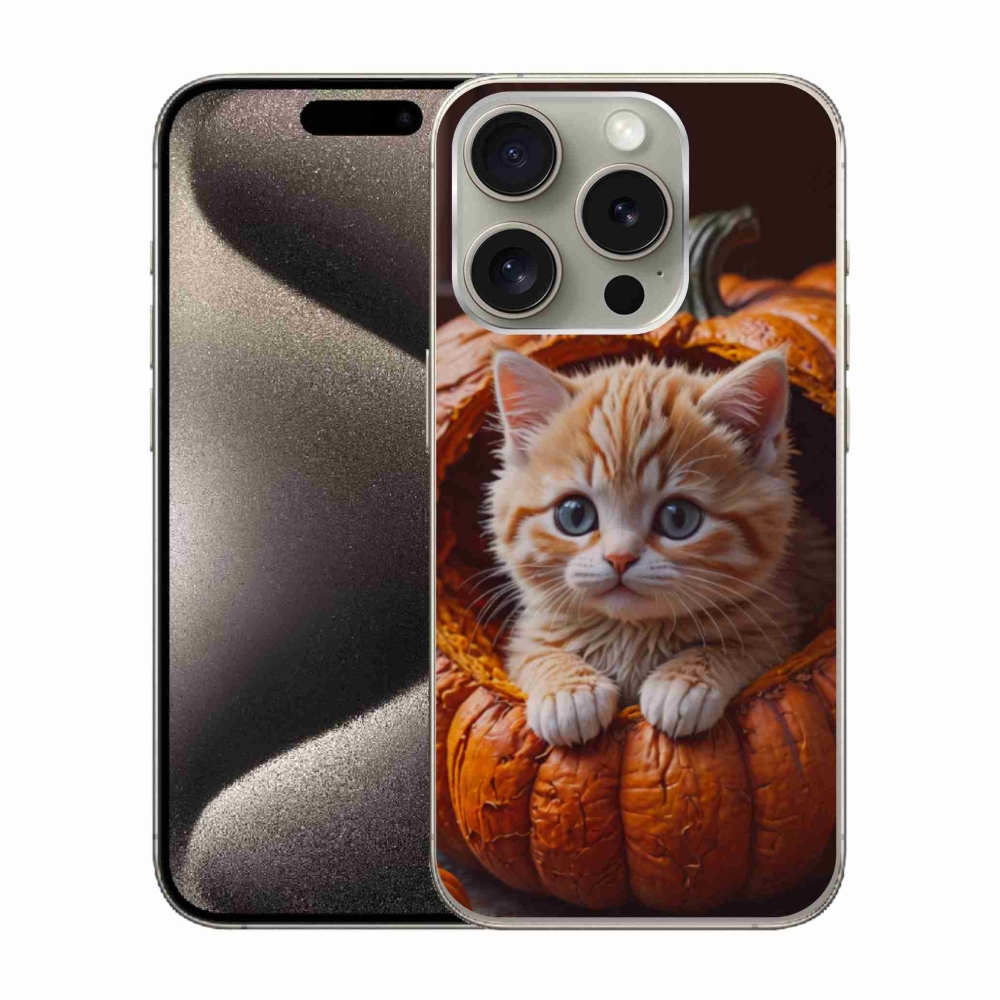 Gél borítás mmCase iPhone 15 Pro készülékhez - cica és tök 2