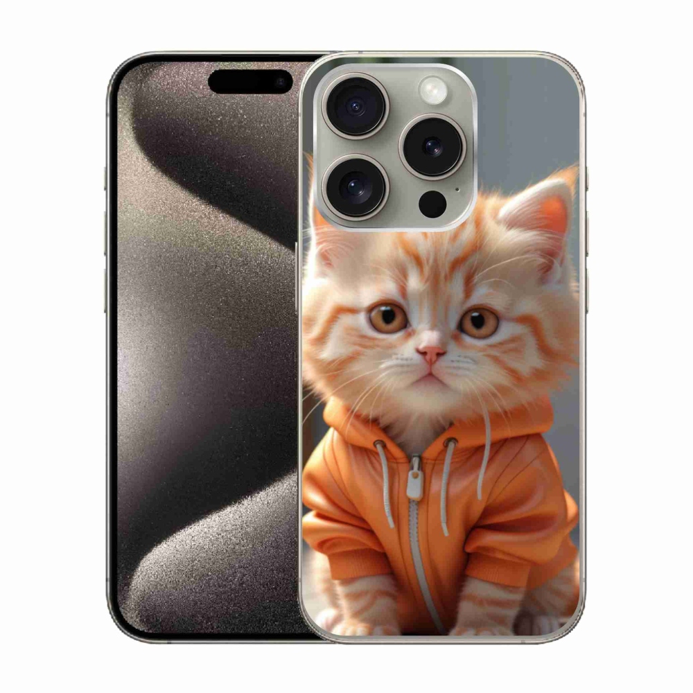 Zselés borítás mmCase iPhone 15 Pro készülékhez - cica melegítőben