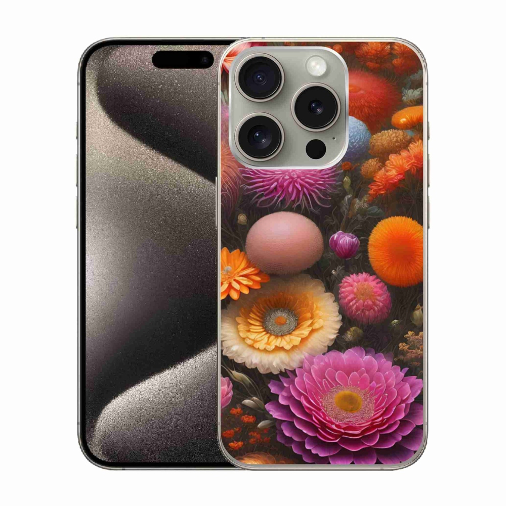 Gél borítás mmCase iPhone 15 Pro készülékhez - virágos kompozíció