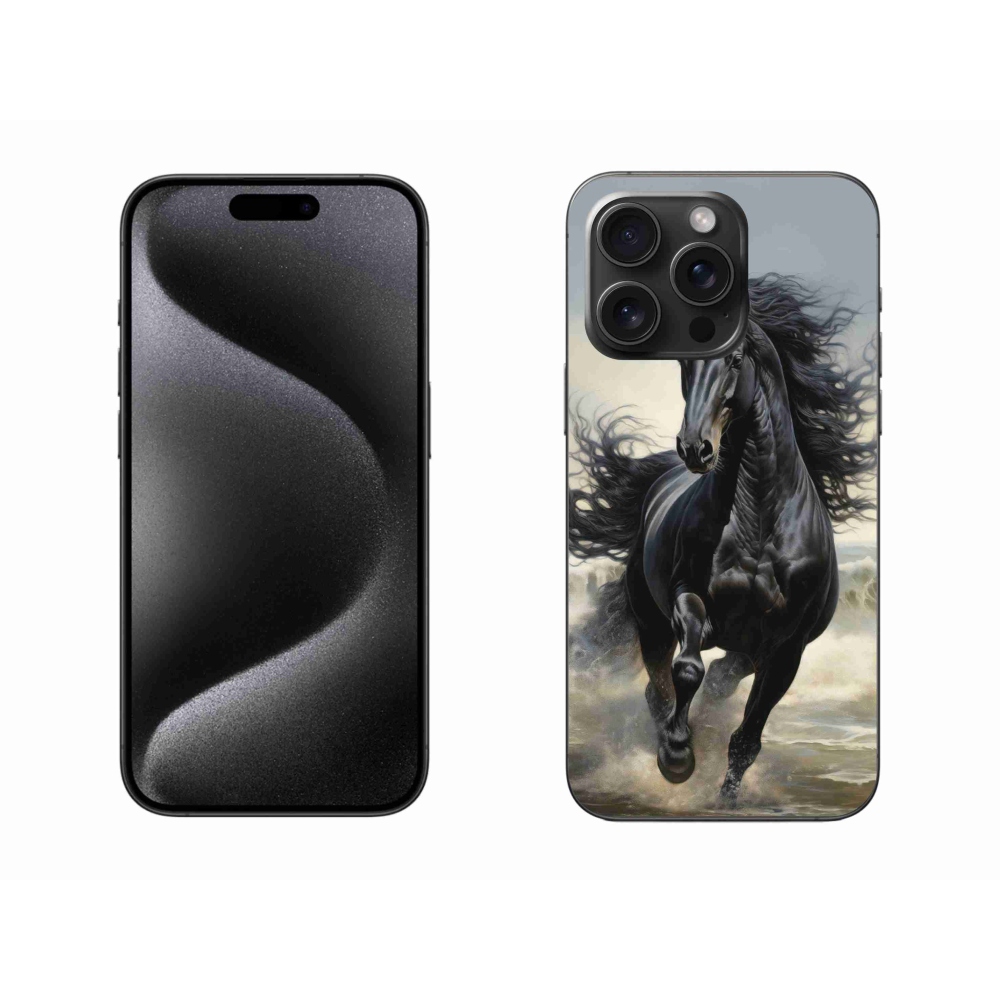 mmCase gél tok az iPhone 15 Pro Max-hoz – futó fekete ló