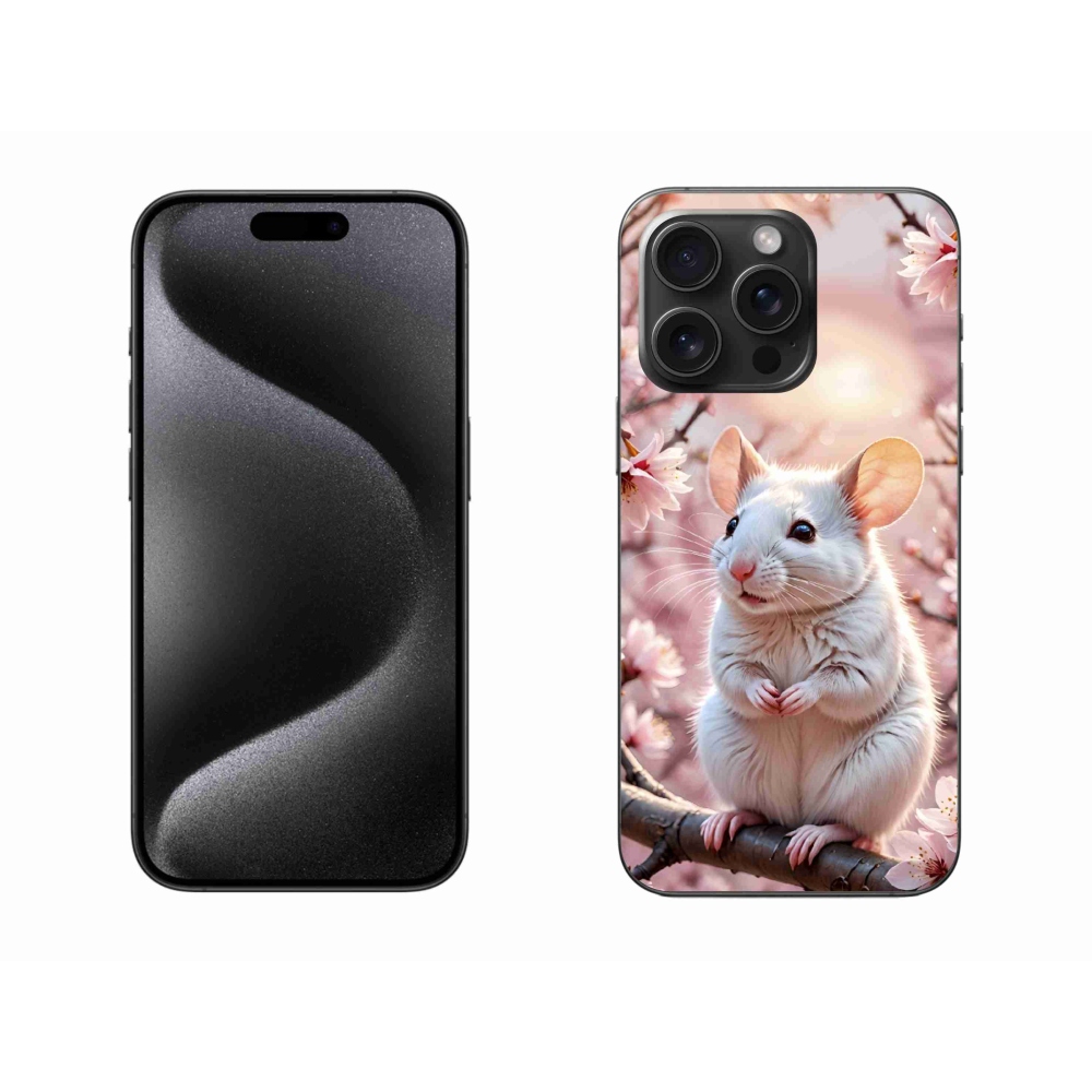 mmCase gél tok az iPhone 15 Pro Max-hoz – fehér egér egy ágon