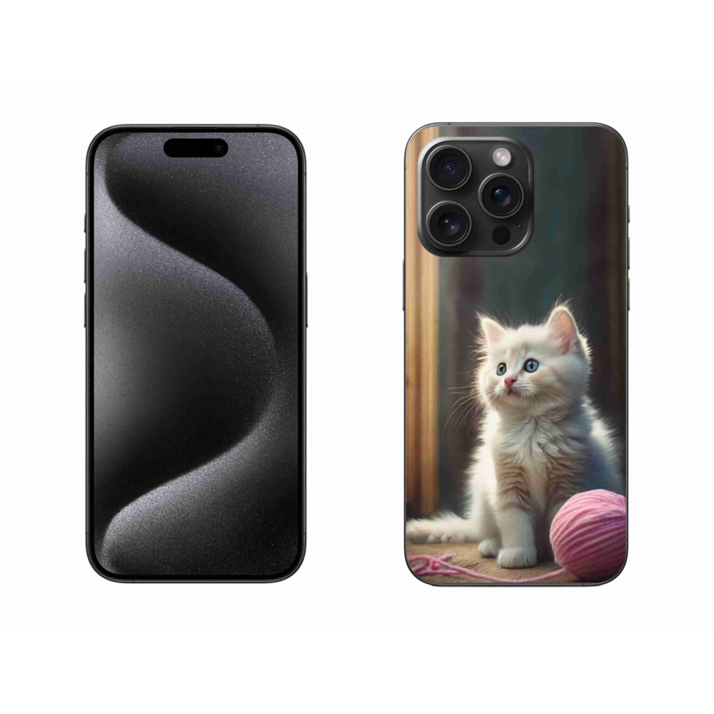 Zselés borítás mmCase iPhone 15 Pro Max készülékhez - fehér cica 2