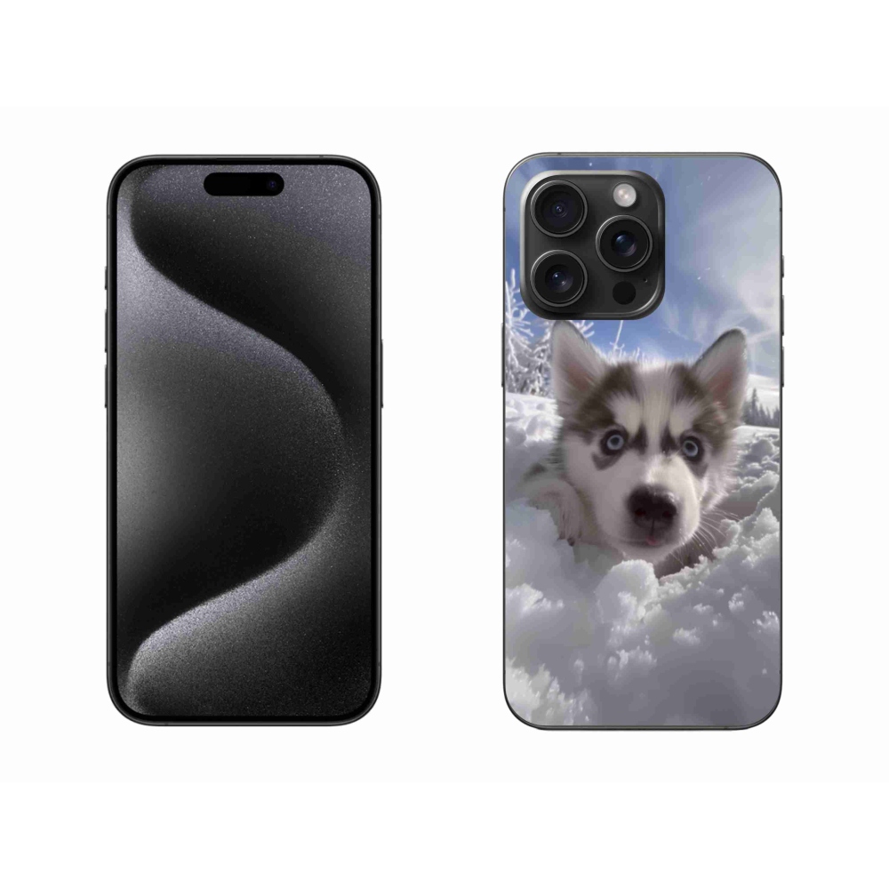 Zselés borítás mmCase iPhone 15 Pro Max készülékhez - husky a hóban