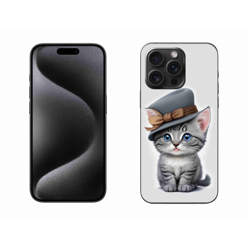 Zselés borítás mmCase iPhone 15 Pro Max készülékhez - cica sapkával