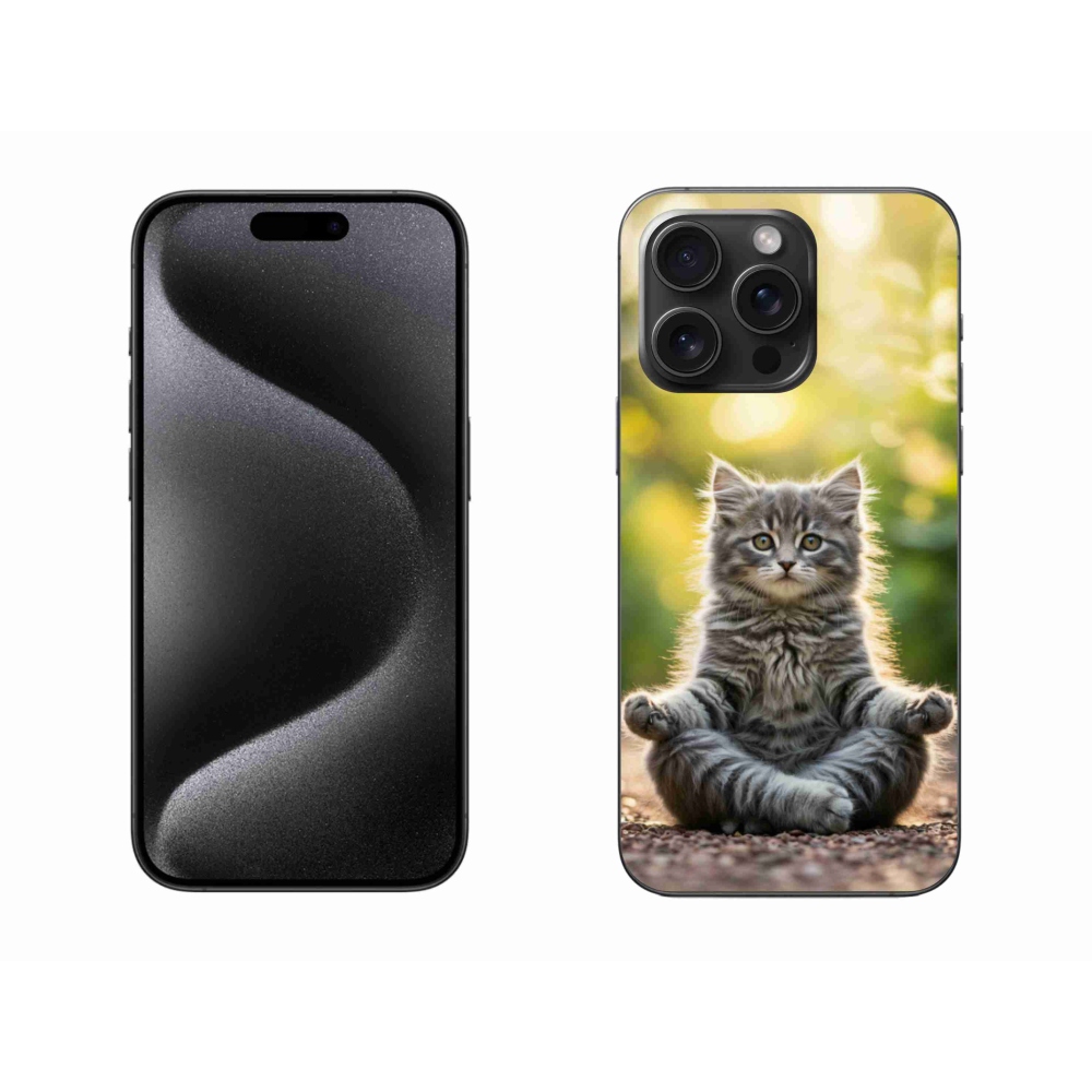 Gél borítás mmCase iPhone 15 Pro Max készülékhez - meditáló cica