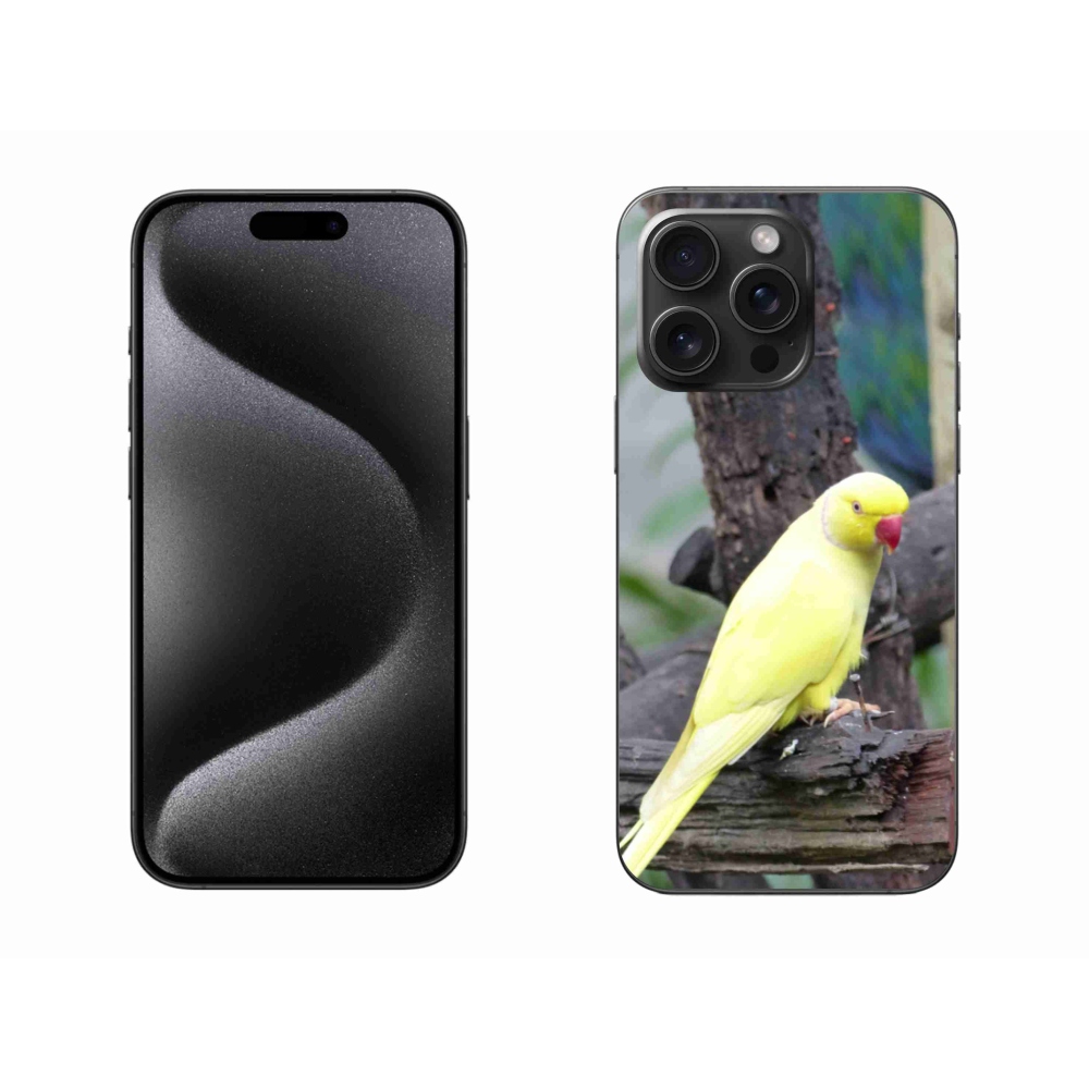 Zselés borítás mmCase iPhone 15 Pro Max készülékhez - papagáj alexander sárga