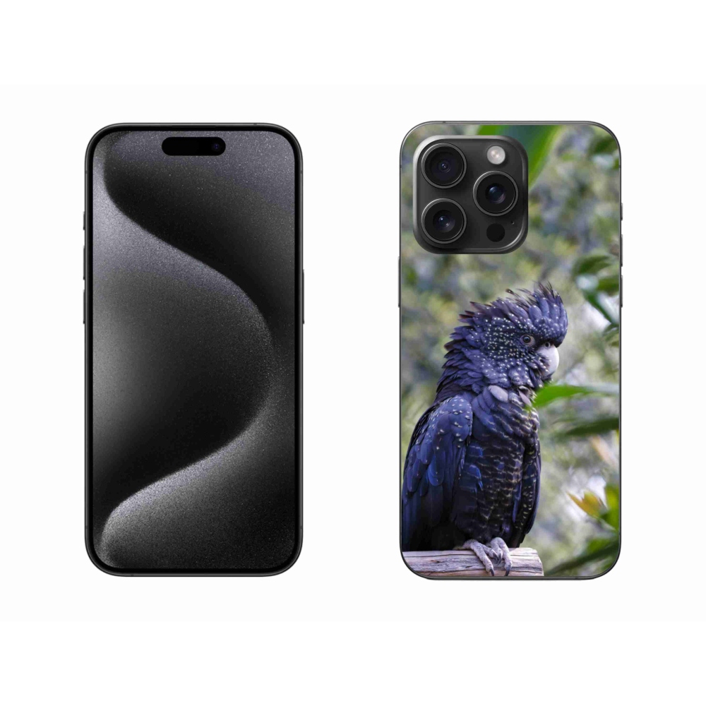 mmCase gél tok az iPhone 15 Pro Max-hoz – fekete kakadu papagáj