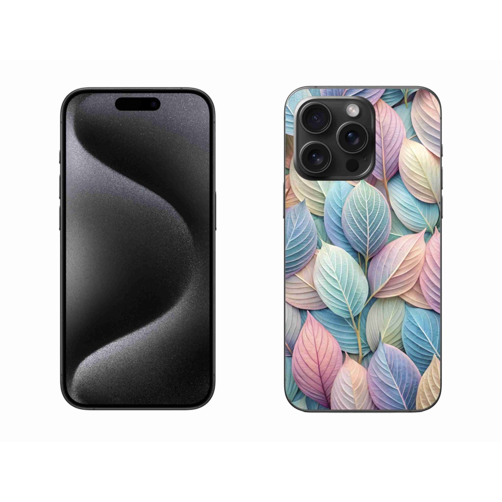 Zselés borítás mmCase iPhone 15 Pro Max készülékhez - pasztell levelek