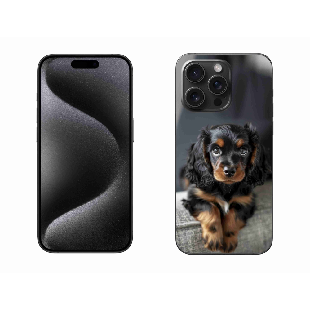 mmCase gél tok az iPhone 15 Pro Max-hoz – aranyos, hosszúszőrű tacskó