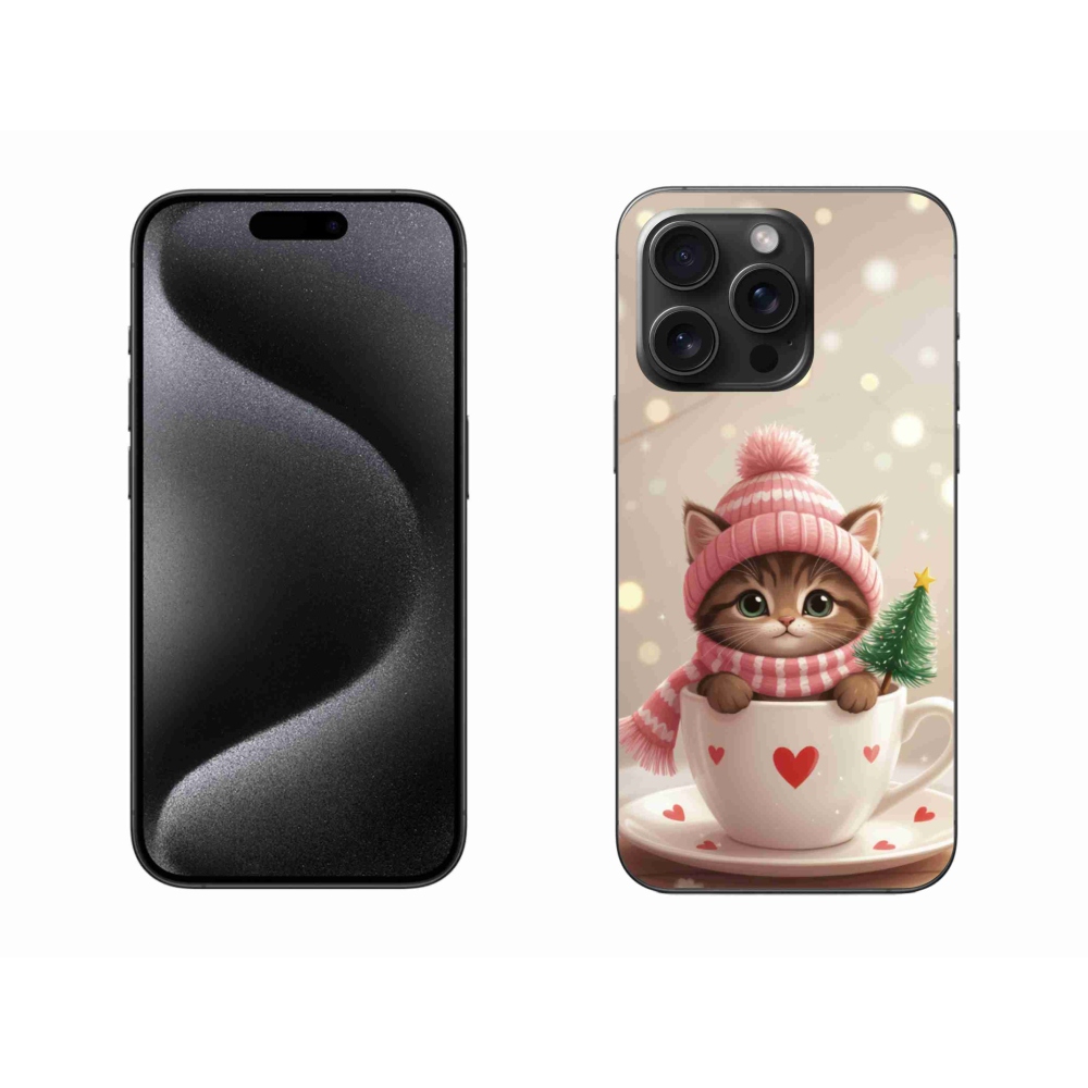 mmCase gél tok az iPhone 15 Pro Max-hoz – karácsonyi cica csészében