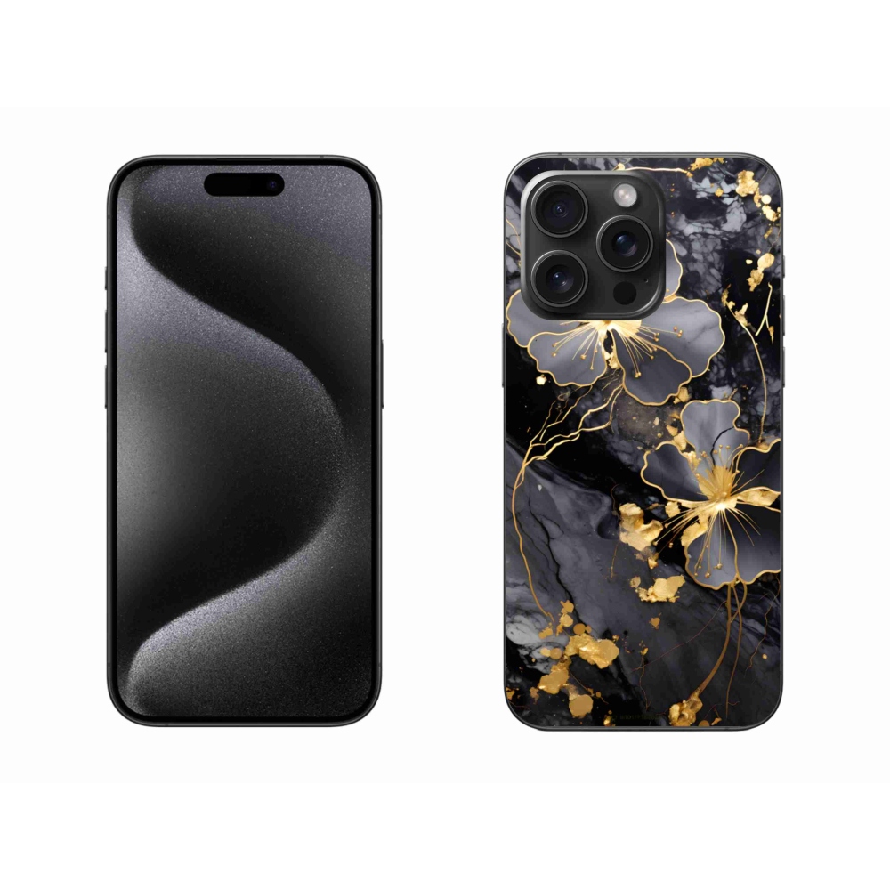 Zselés borítás mmCase iPhone 15 Pro Max készülékhez - arany virágok