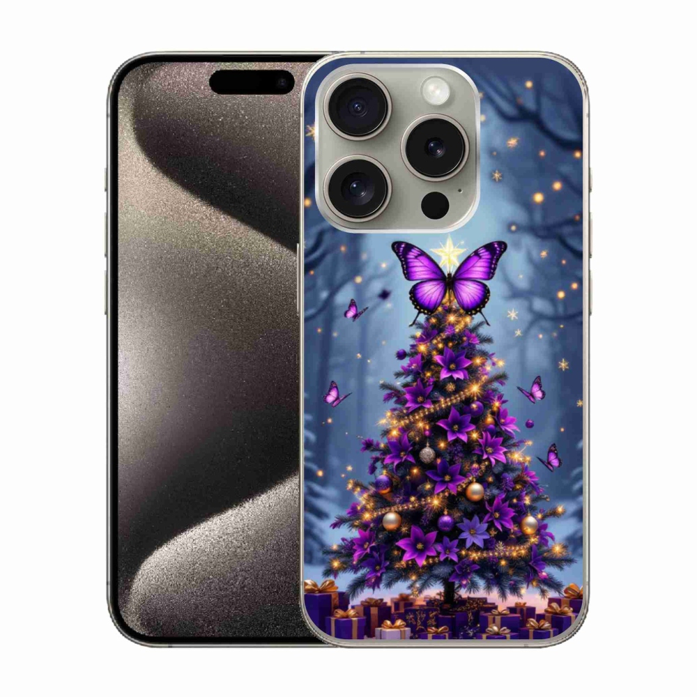 mmCase gél tok az iPhone 15 Pro-hoz – pillangós karácsonyfa