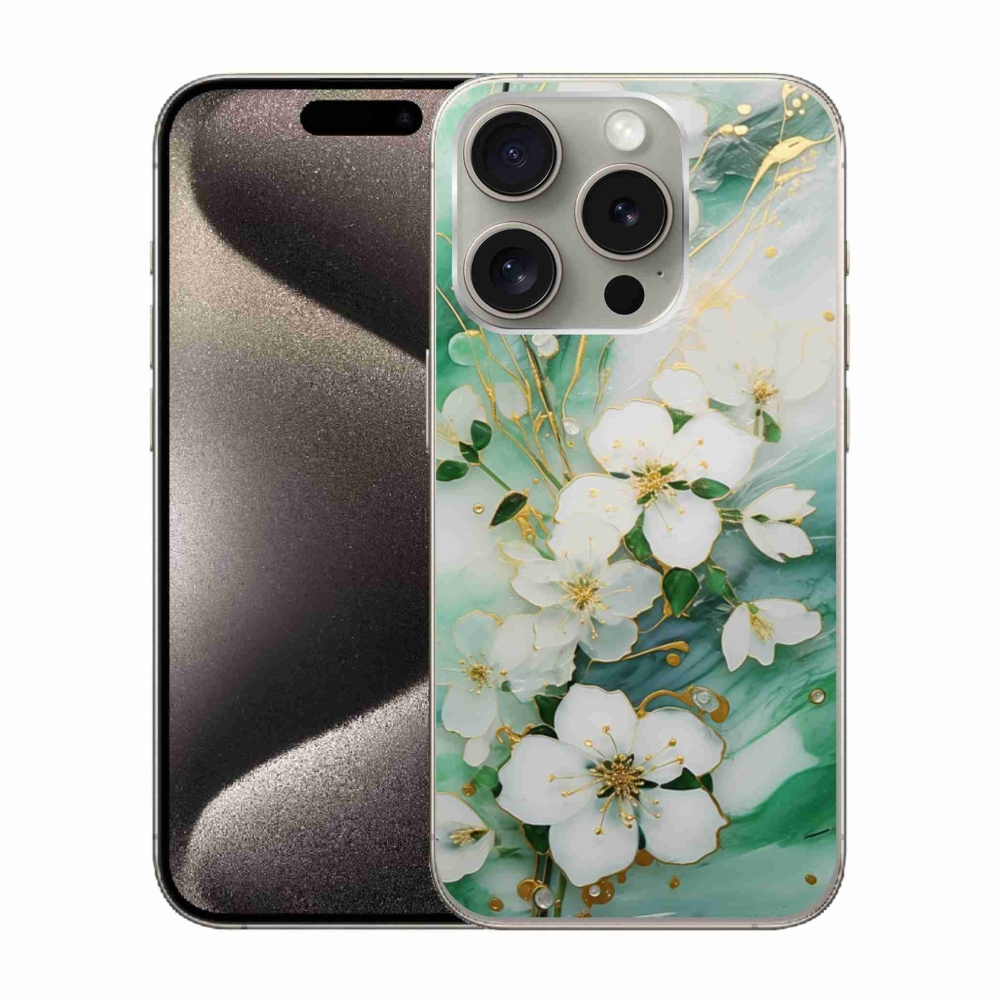 Gél borítás mmCase iPhone 15 Pro készülékhez - finom virágok