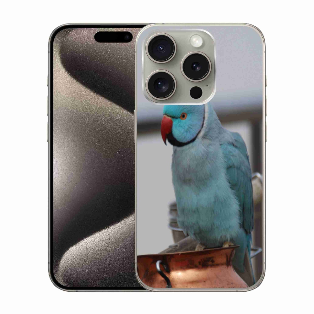 Zselés borítás mmCase iPhone 15 Pro készülékhez - papagáj alexander kék