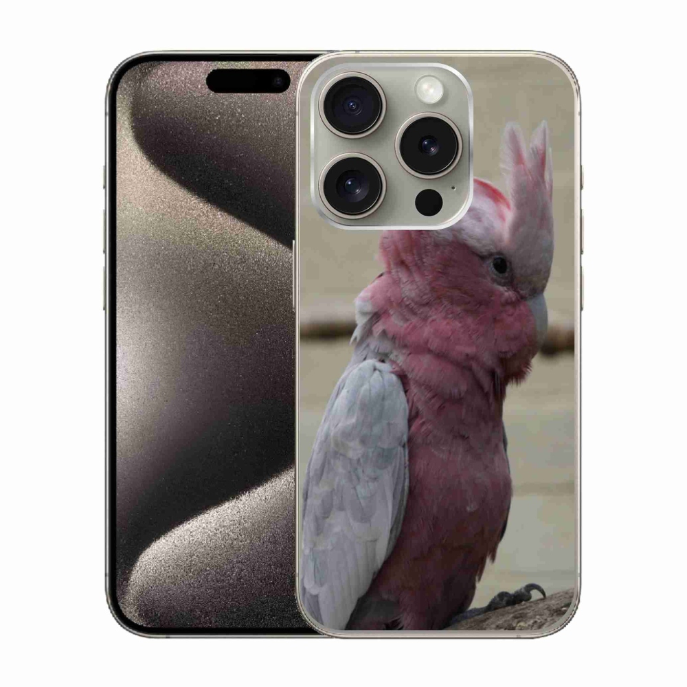 Zselés borítás mmCase iPhone 15 Pro készülékhez - papagáj kakadu rózsaszínű