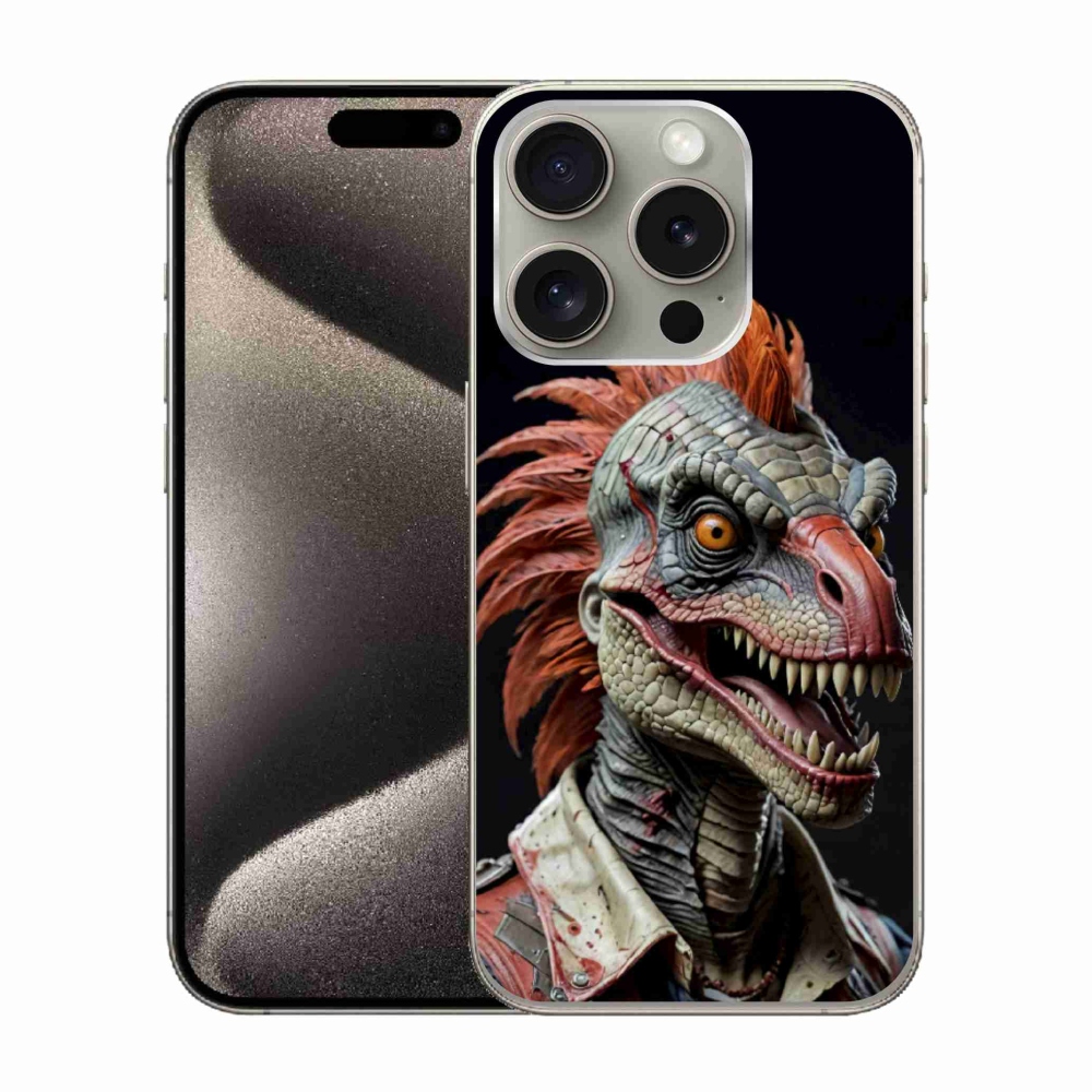 mmCase gél tok az iPhone 15 Pro-hoz – punk dinoszaurusz