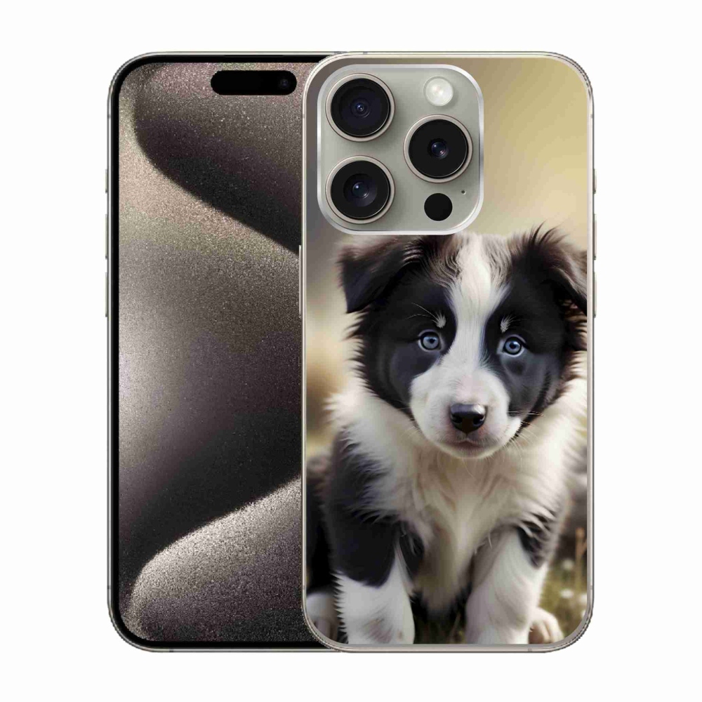 mmCase gél tok az iPhone 15 Pro-hoz – aranyos border collie