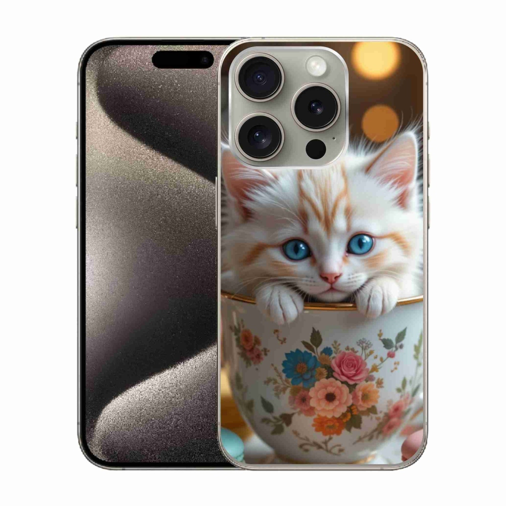 Gél borítás mmCase iPhone 15 Pro készülékhez - aranyos cica 6
