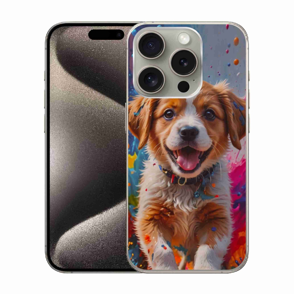 Gél borítás mmCase iPhone 15 Pro készülékhez - aranyos kiskutya 3