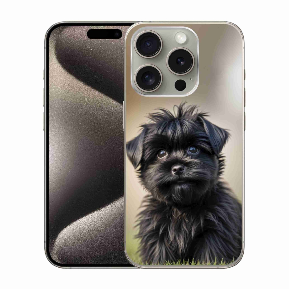 mmCase gél tok az iPhone 15 Pro-hoz – aranyos fekete kutyus