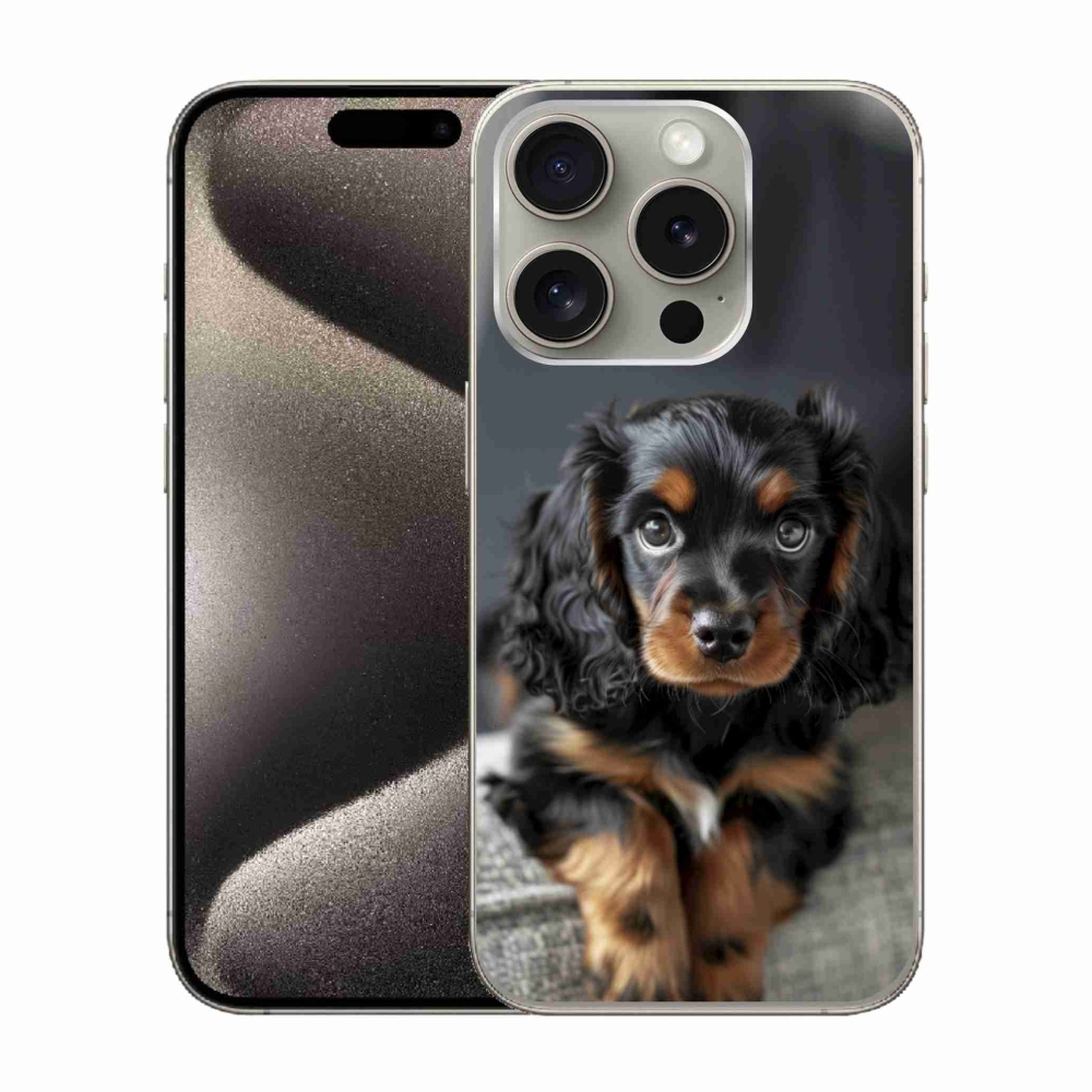 mmCase gél tok az iPhone 15 Pro-hoz – aranyos, hosszúszőrű tacskó