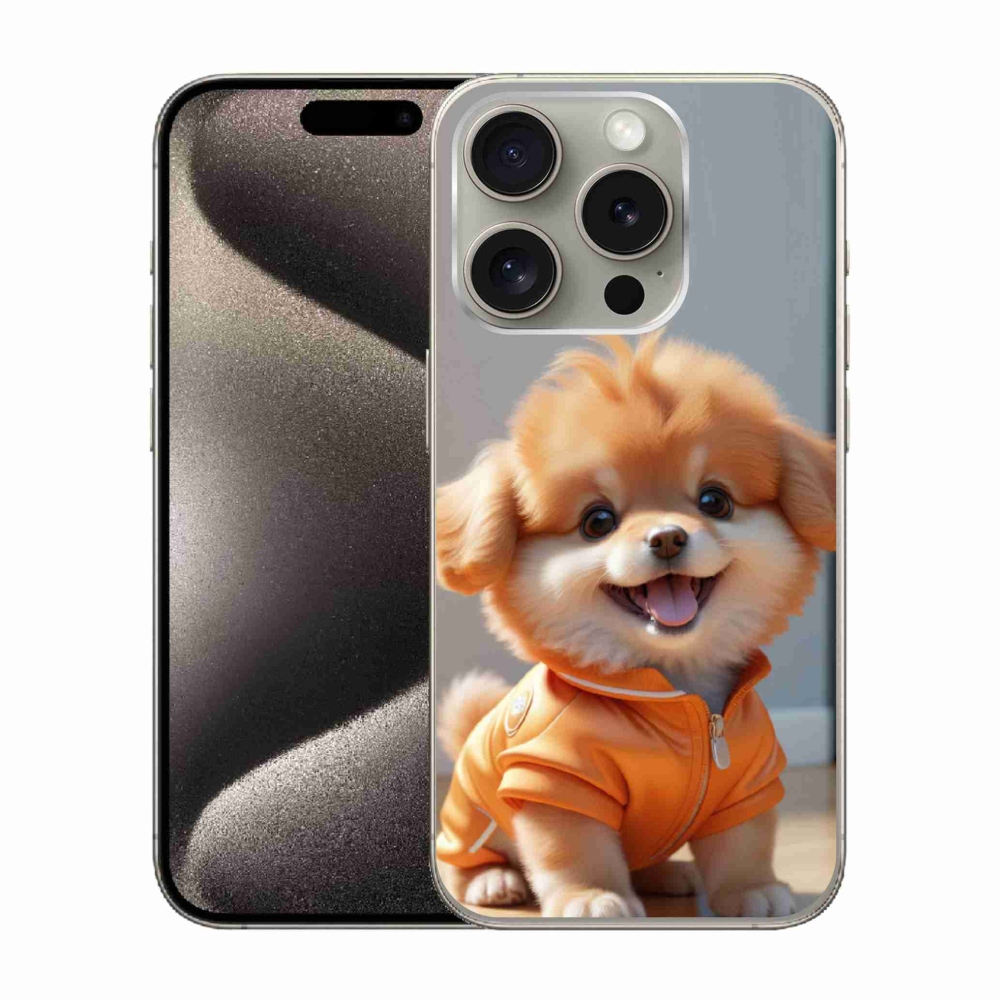 mmCase gél tok az iPhone 15 Pro-hoz – aranyos pomerániai pulóverben