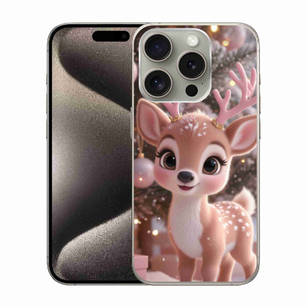 Zselés borítás mmCase iPhone 15 Pro készülékhez - aranyos rénszarvas