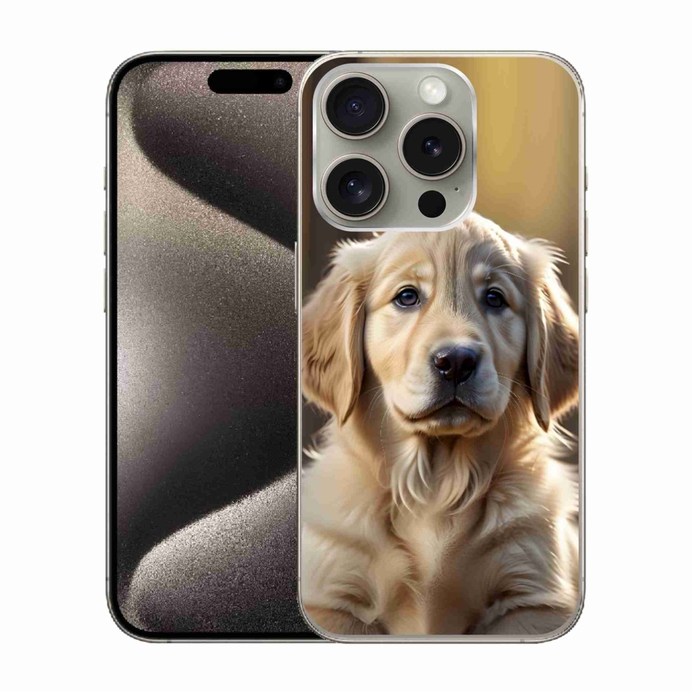 mmCase gél tok az iPhone 15 Pro-hoz – aranyos arany retriever